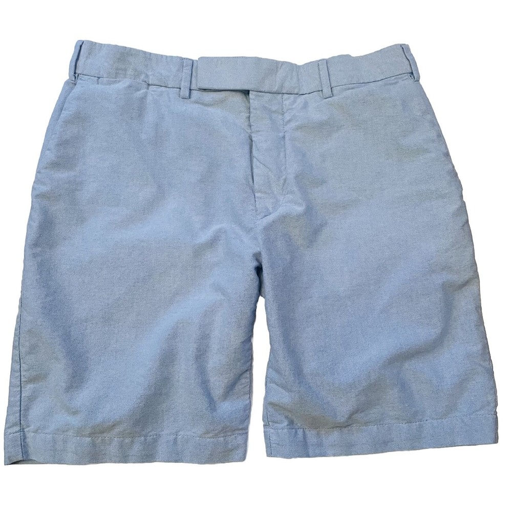 Polo Ralph Lauren Chino Shorts Men’s Size 34 Blue Cotton Linen Flat Front